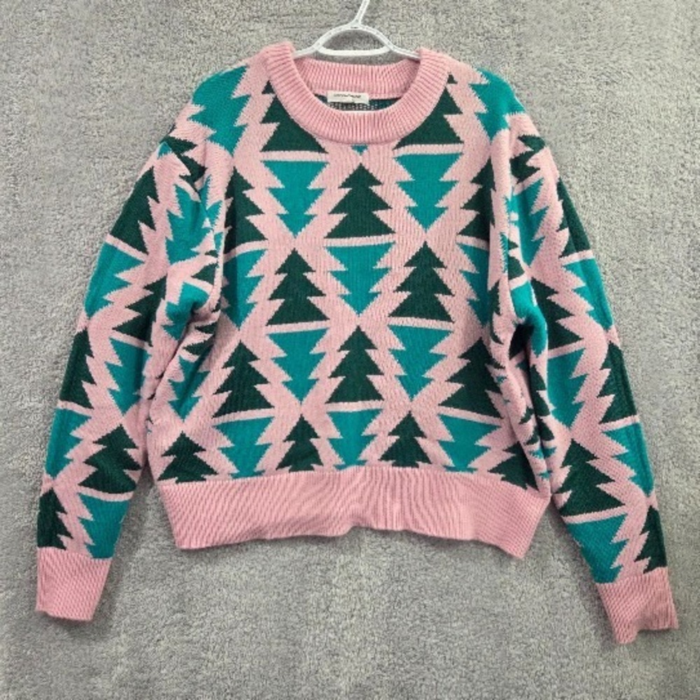 Grayson Threads Sweater Women's XXL Pink Green Christmas Trees Graphic Knit Cozy